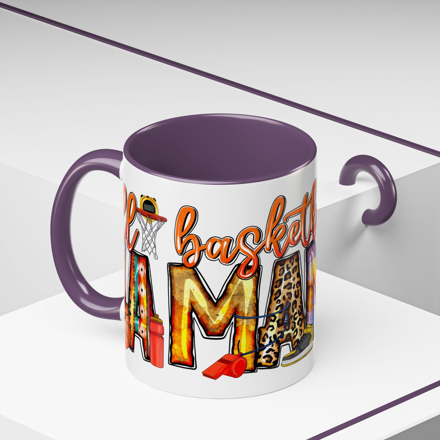 Basketball Mom Accent Coffee Mug – Colorful Sports Mom Gift (11/15oz)