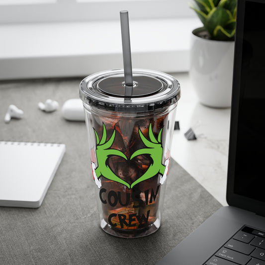 Tumbler — Cousin Crew Holiday Grinch Hands 16oz Straw Cup