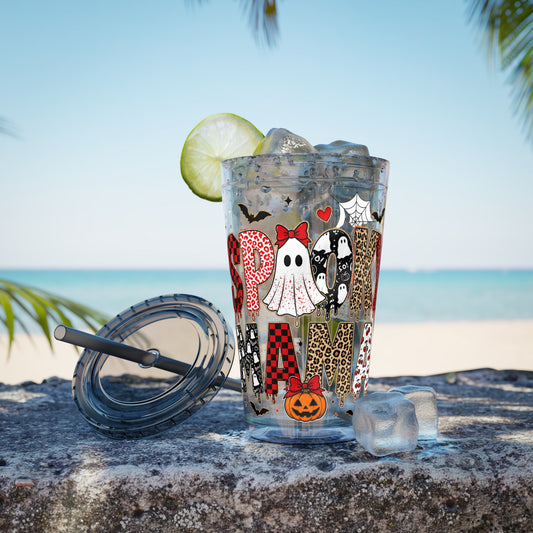 Halloween Mama 16oz Straw Tumbler – Cute Ghost & Pumpkin Party Drink Cup