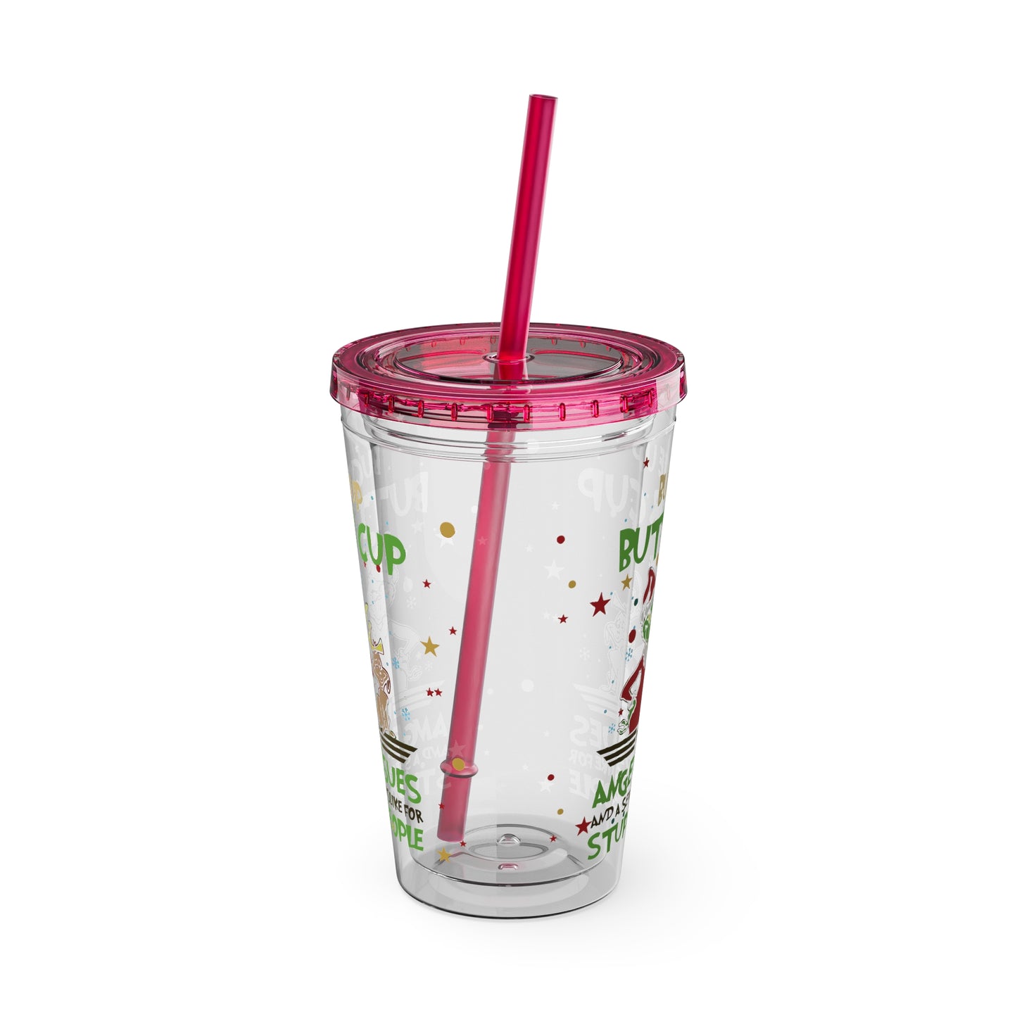 16oz Tumbler with Straw — 'Buckle Up Buttercup' Grinch Holiday Travel Cup