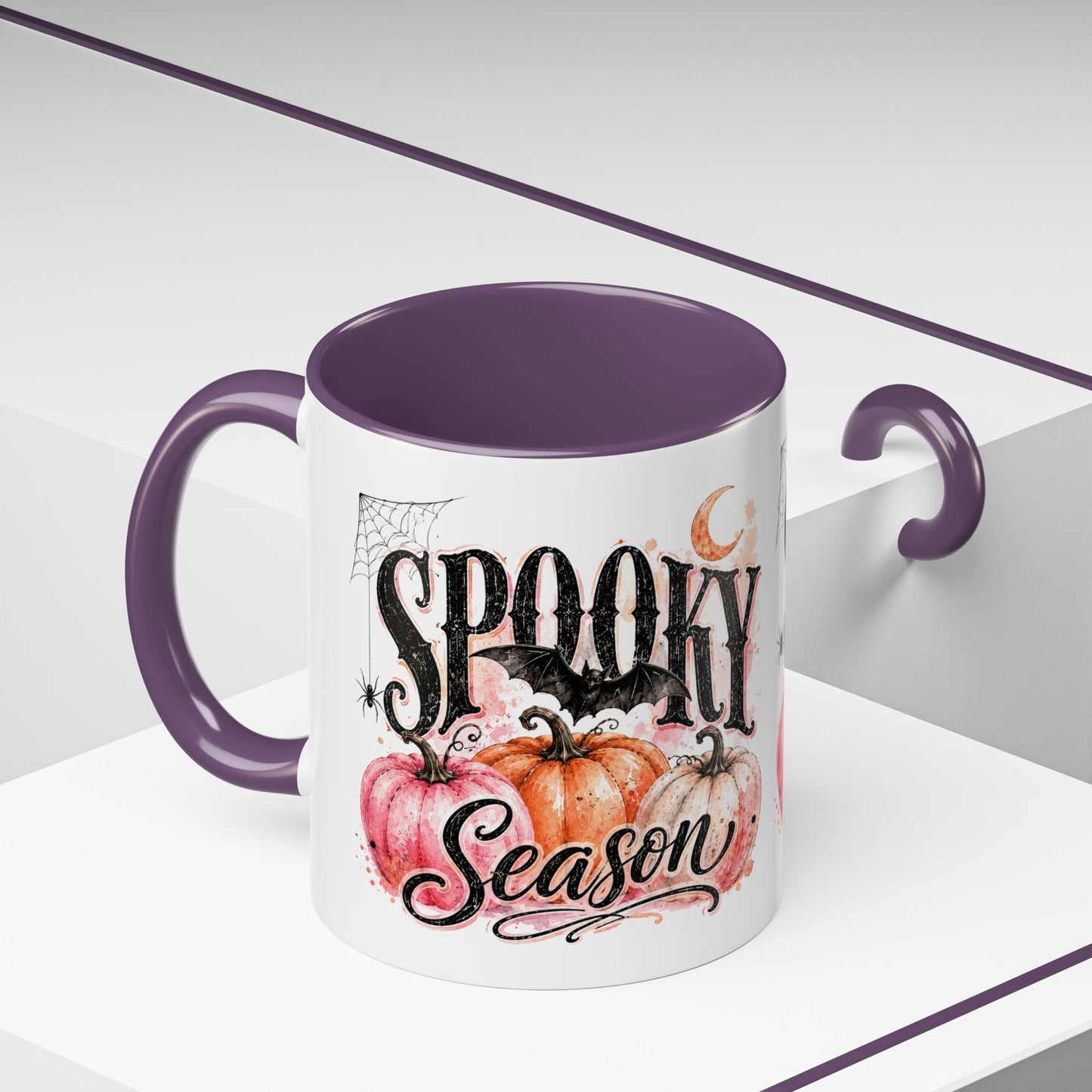 Spooky Season Accent Coffee Mug — Halloween Pumpkin & Moon Design (11/15oz)
