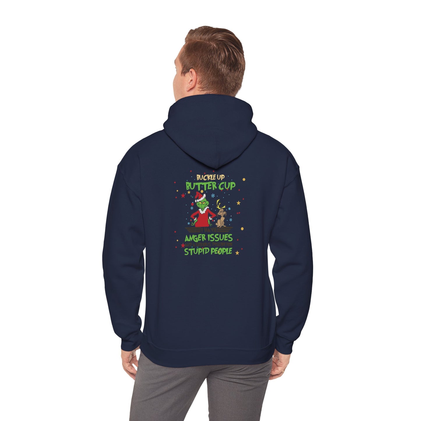 Grinch Christmas Hoodie — “Back the F Up Buttercup” Funny Holiday Sweatshirt