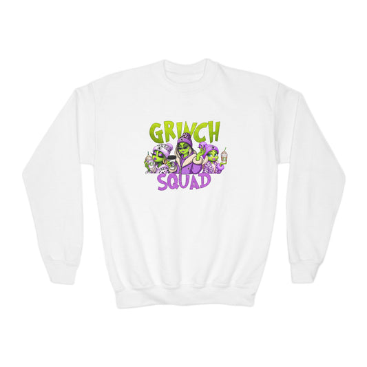 Grinch Squad Youth Crewneck Sweatshirt — Kids Funny Holiday Pullover