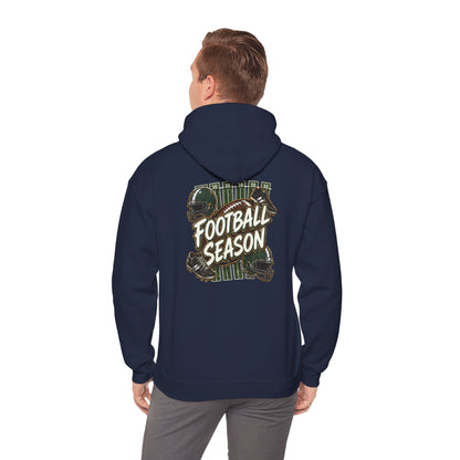 Football Season Hoodie — Vintage Helmets & Plaid Back Graphic