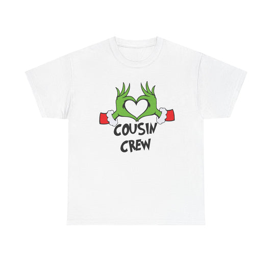 Cousin Crew T-Shirt — Fun Grinch Hands Heart Family Tee