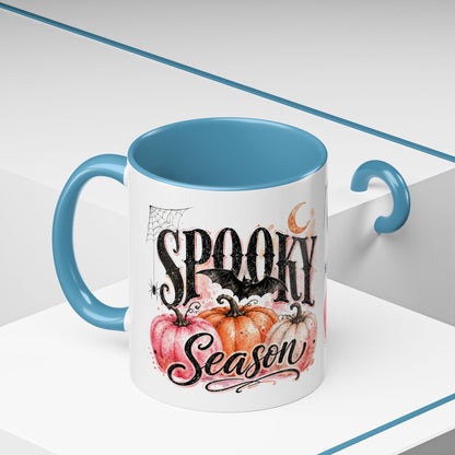 Spooky Season Accent Coffee Mug — Halloween Pumpkin & Moon Design (11/15oz)