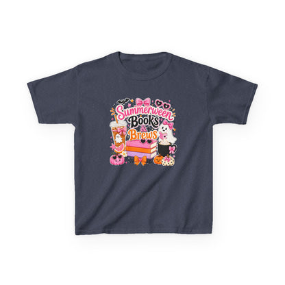 Kids Tee — "Summerween Books & Brew" Cute Halloween Reading Shirt