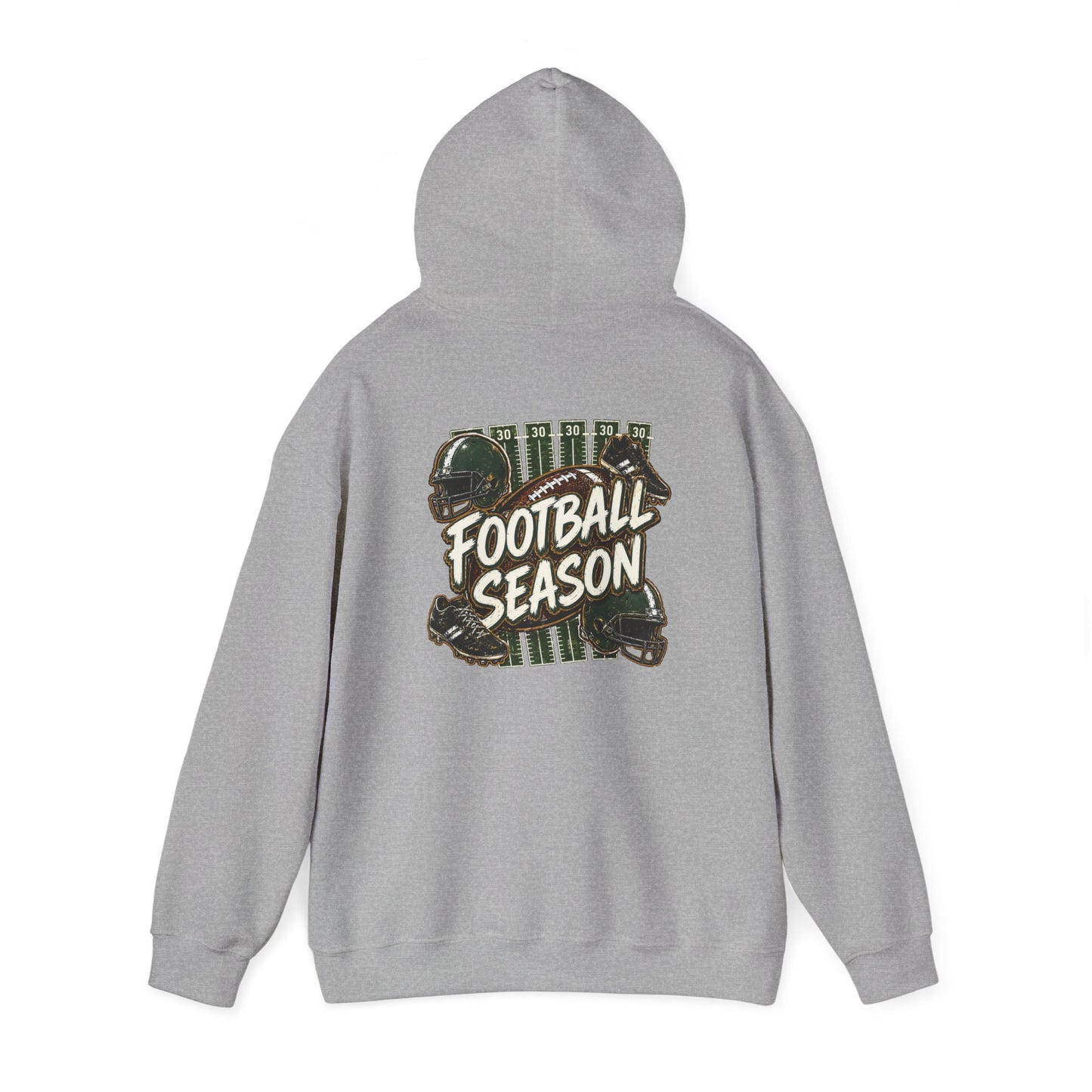 Football Season Hoodie — Vintage Helmets & Plaid Back Graphic