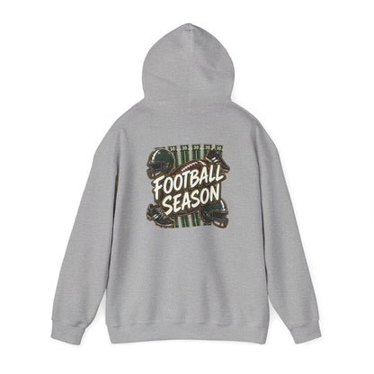 Football Season Hoodie — Vintage Helmets & Plaid Back Graphic