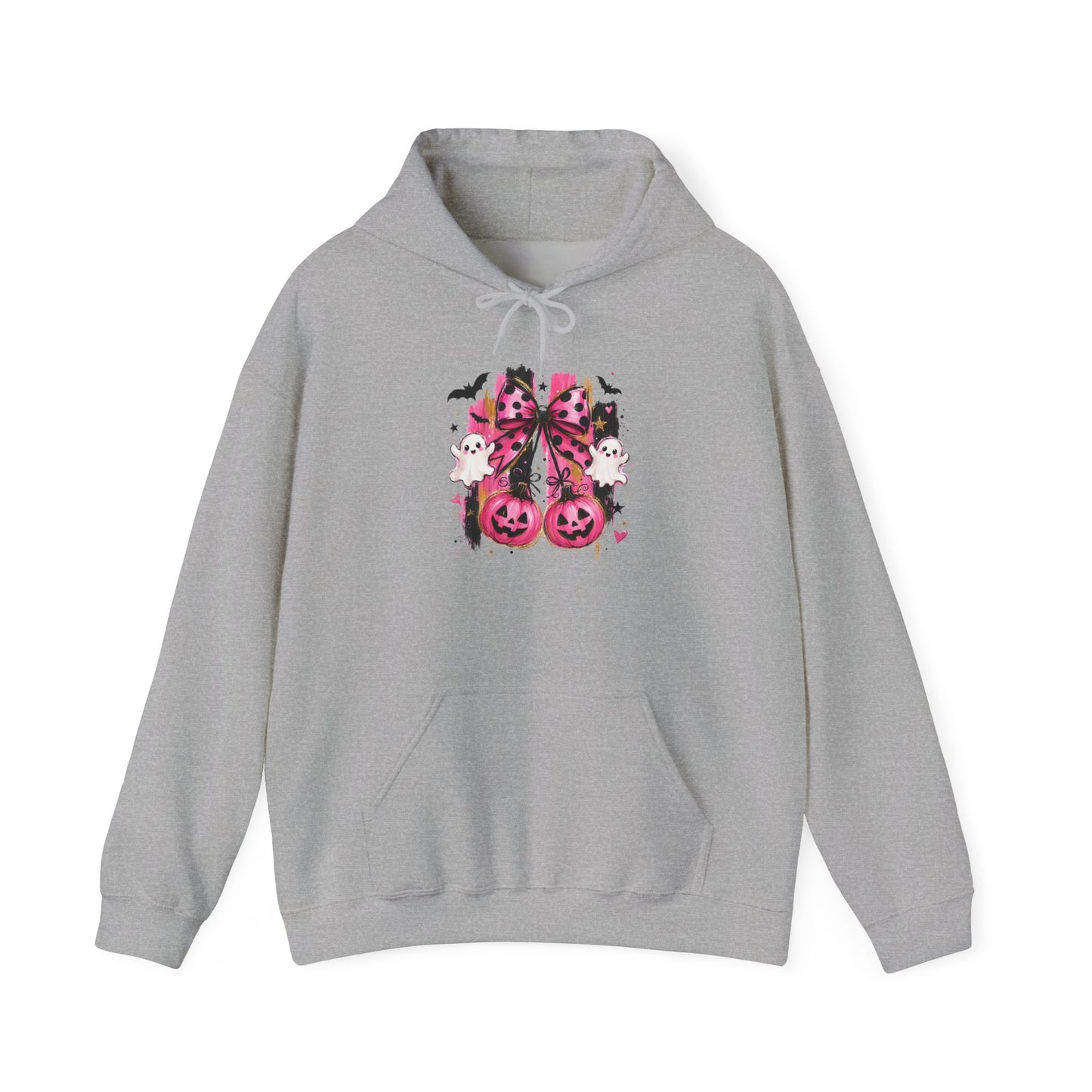 Halloween Pink Pumpkin Hoodie — Cute Spooky Gothic Cats & Bats Sweatshirt