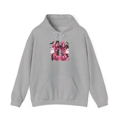 Halloween Pink Pumpkin Hoodie — Cute Spooky Gothic Cats & Bats Sweatshirt