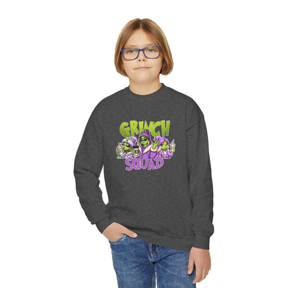 Grinch Squad Youth Crewneck Sweatshirt — Kids Funny Holiday Pullover