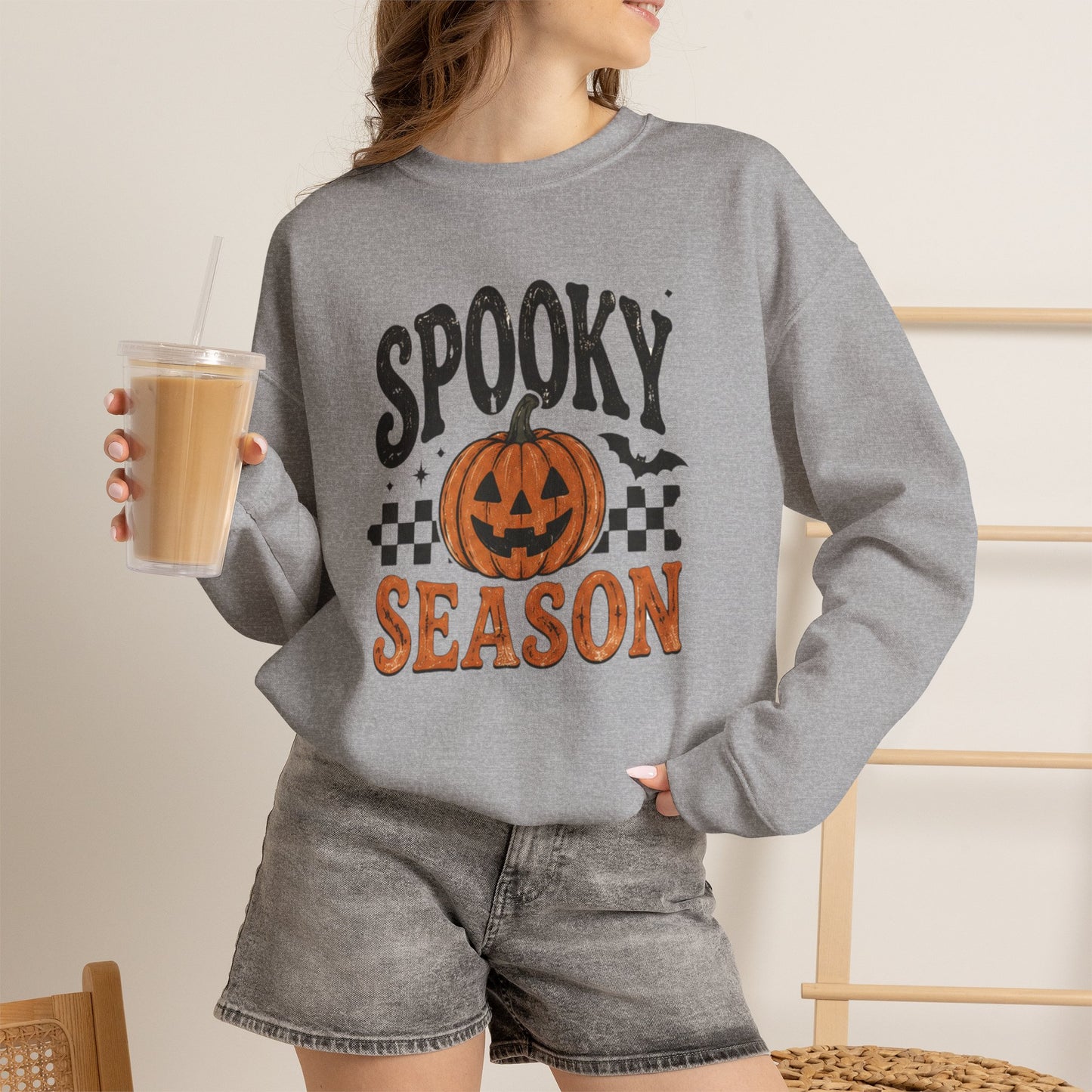 Spooky Season Sweatshirt — Pumpkin Jack-O'-Lantern Halloween Crewneck