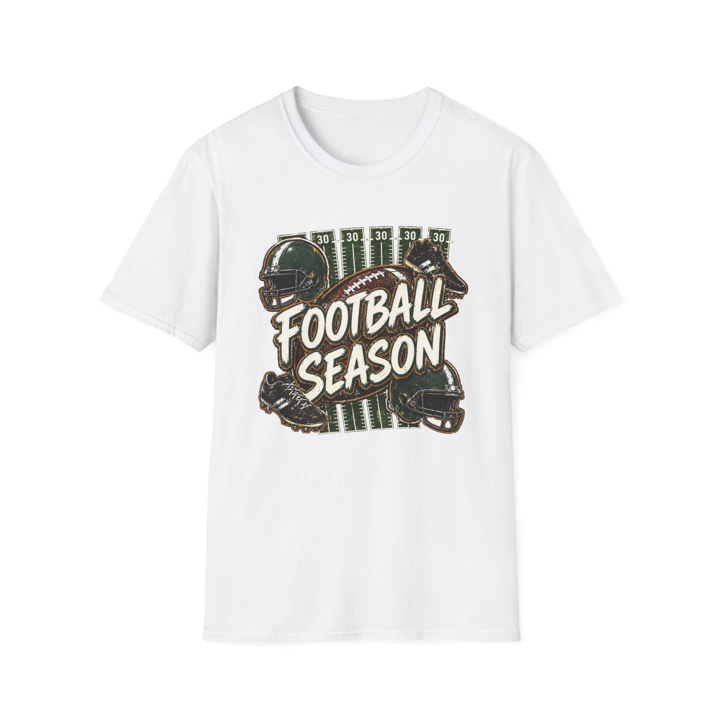 Football Season Graphic Tee Vintage Helmet & Ball Design
