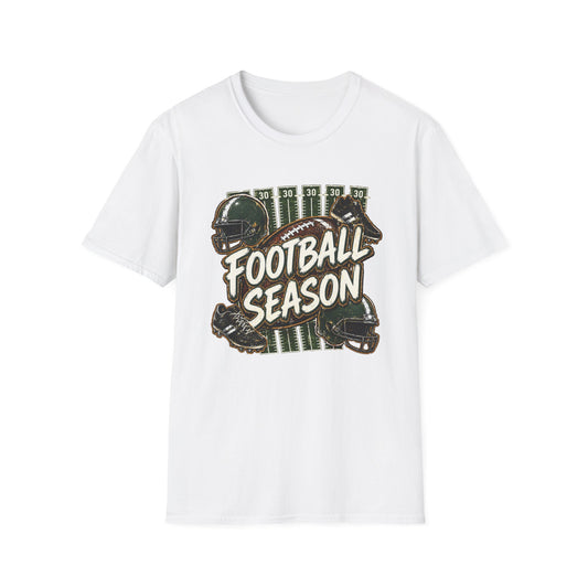 Football Season Graphic Tee Vintage Helmet & Ball Design
