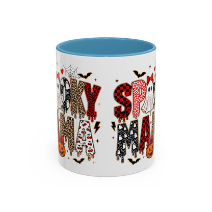 Spooky Mama Accent Coffee Mug — Halloween Ghost Pumpkin 11/15oz