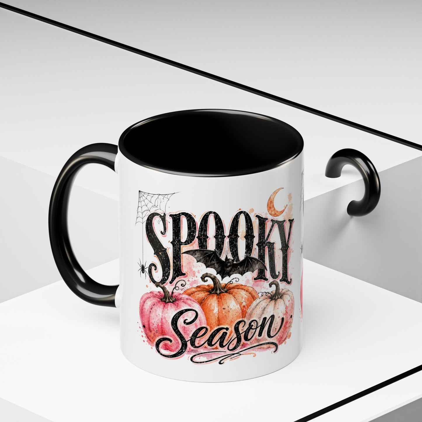 Spooky Season Accent Coffee Mug — Halloween Pumpkin & Moon Design (11/15oz)