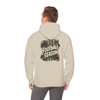 Football Season Hoodie — Vintage Helmets & Plaid Back Graphic