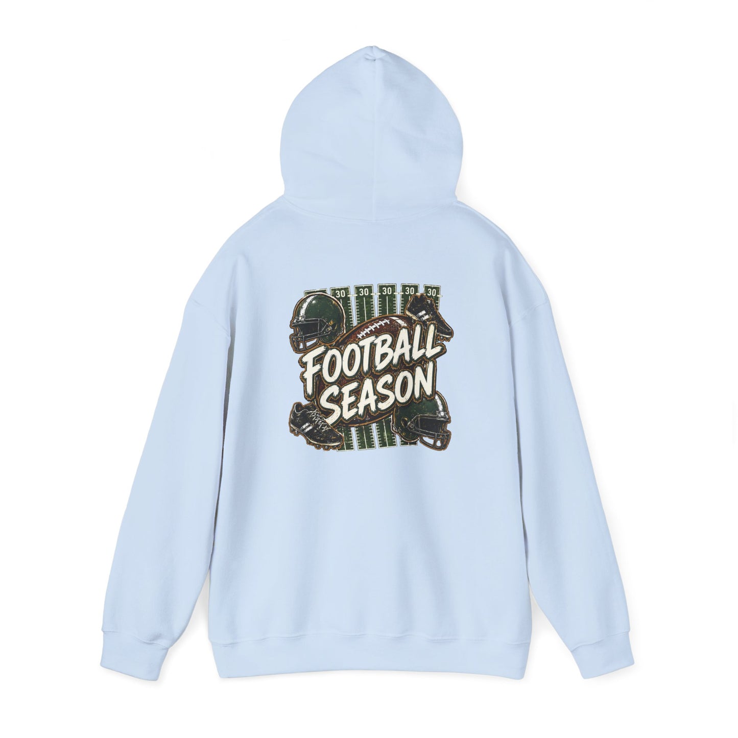 Football Season Hoodie — Vintage Helmets & Plaid Back Graphic