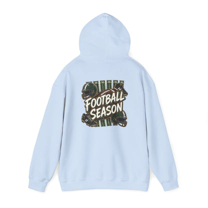 Football Season Hoodie — Vintage Helmets & Plaid Back Graphic