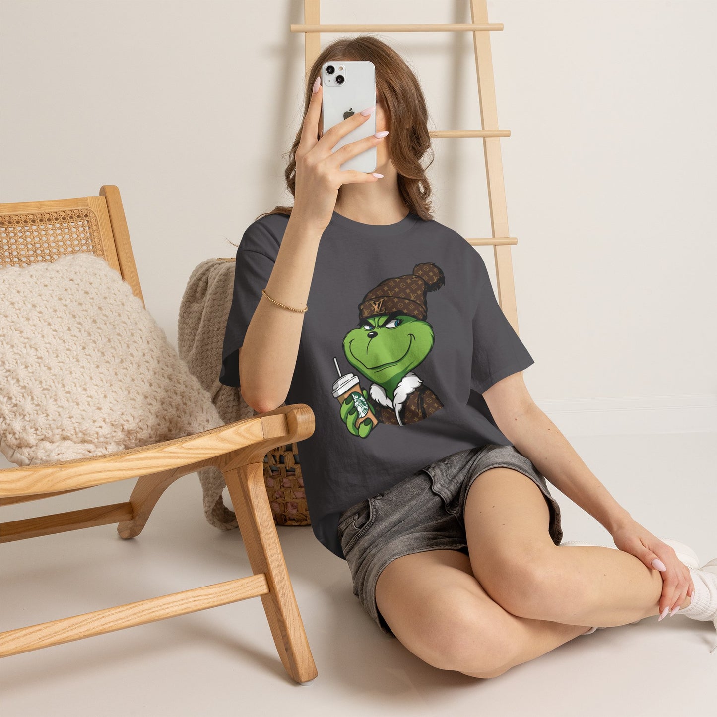 Grinch Winter Beanie Tee — Cozy Holiday Grinch with Hot Cocoa T-Shirt