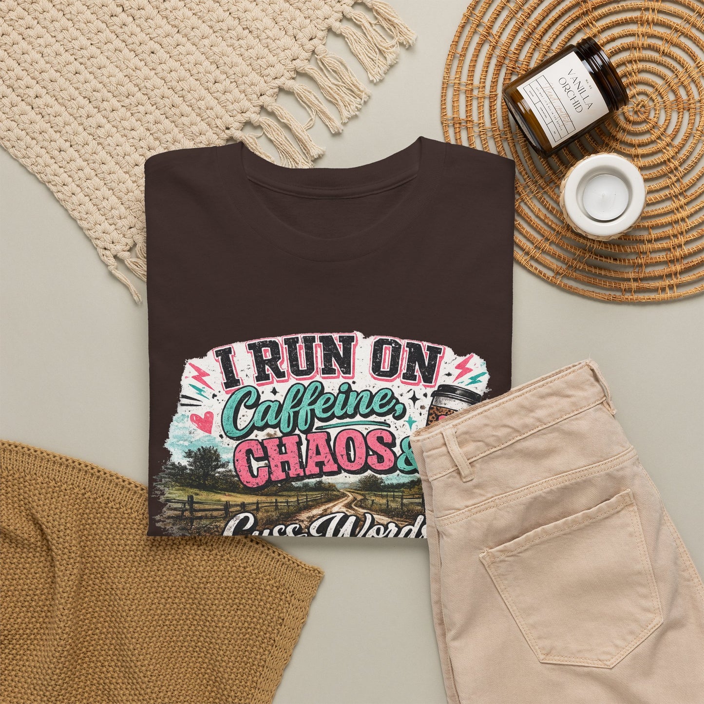 “I Run on Caffeine, Chaos & Cuss Words” Graphic Tee