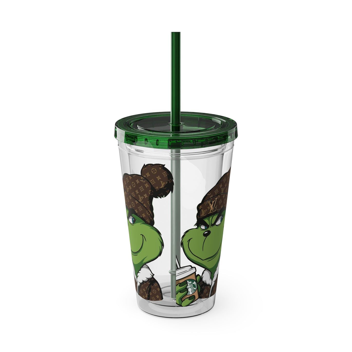 Grinch Streetwear 16oz Tumbler with Straw — Luxury Beanie Design