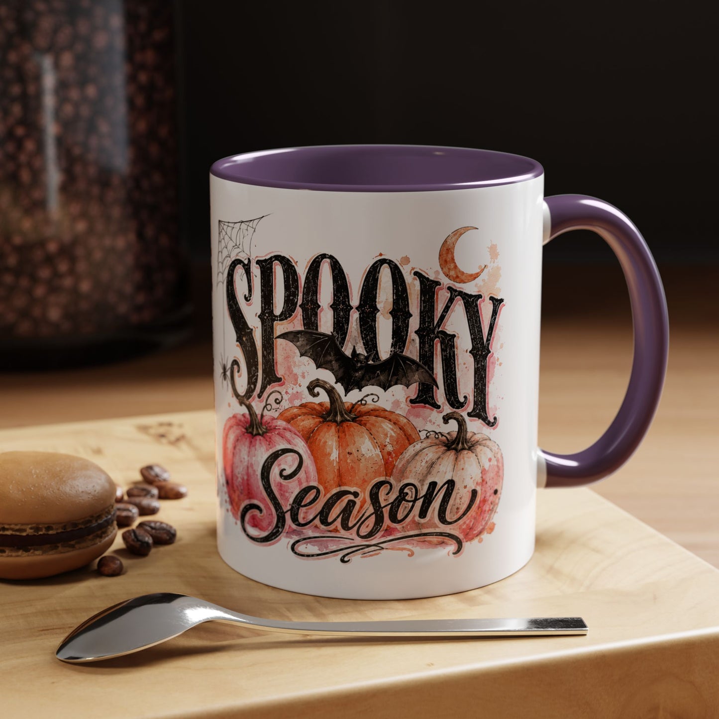 Spooky Season Accent Coffee Mug — Halloween Pumpkin & Moon Design (11/15oz)