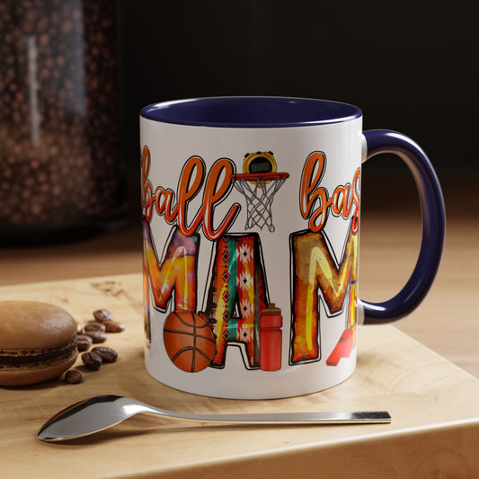 Basketball Mom Accent Coffee Mug – Colorful Sports Mom Gift (11/15oz)