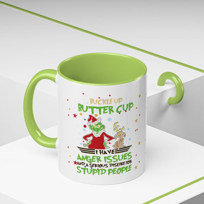 Funny Grinch Christmas Coffee Mug – "I Have Anger Issues" Holiday Accent Mug