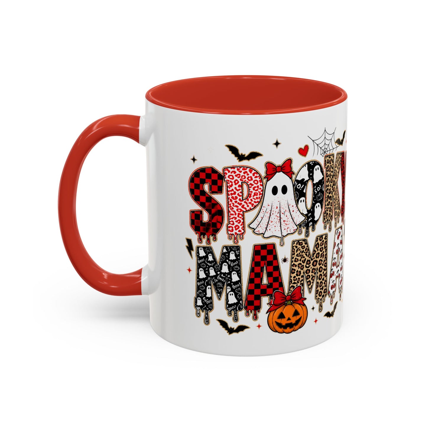 Spooky Mama Accent Coffee Mug — Halloween Ghost Pumpkin 11/15oz