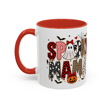 Spooky Mama Accent Coffee Mug — Halloween Ghost Pumpkin 11/15oz