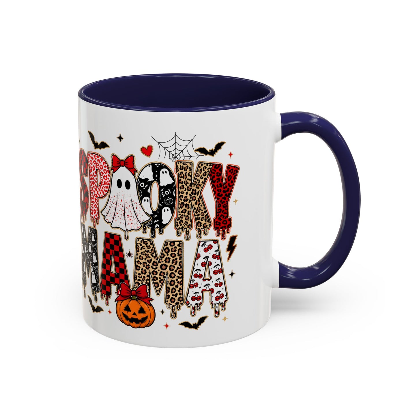 Spooky Mama Accent Coffee Mug — Halloween Ghost Pumpkin 11/15oz