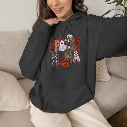 Spooky Mama Hoodie - Cute Halloween Mom Sweatshirt with Pumpkin & Ghosts