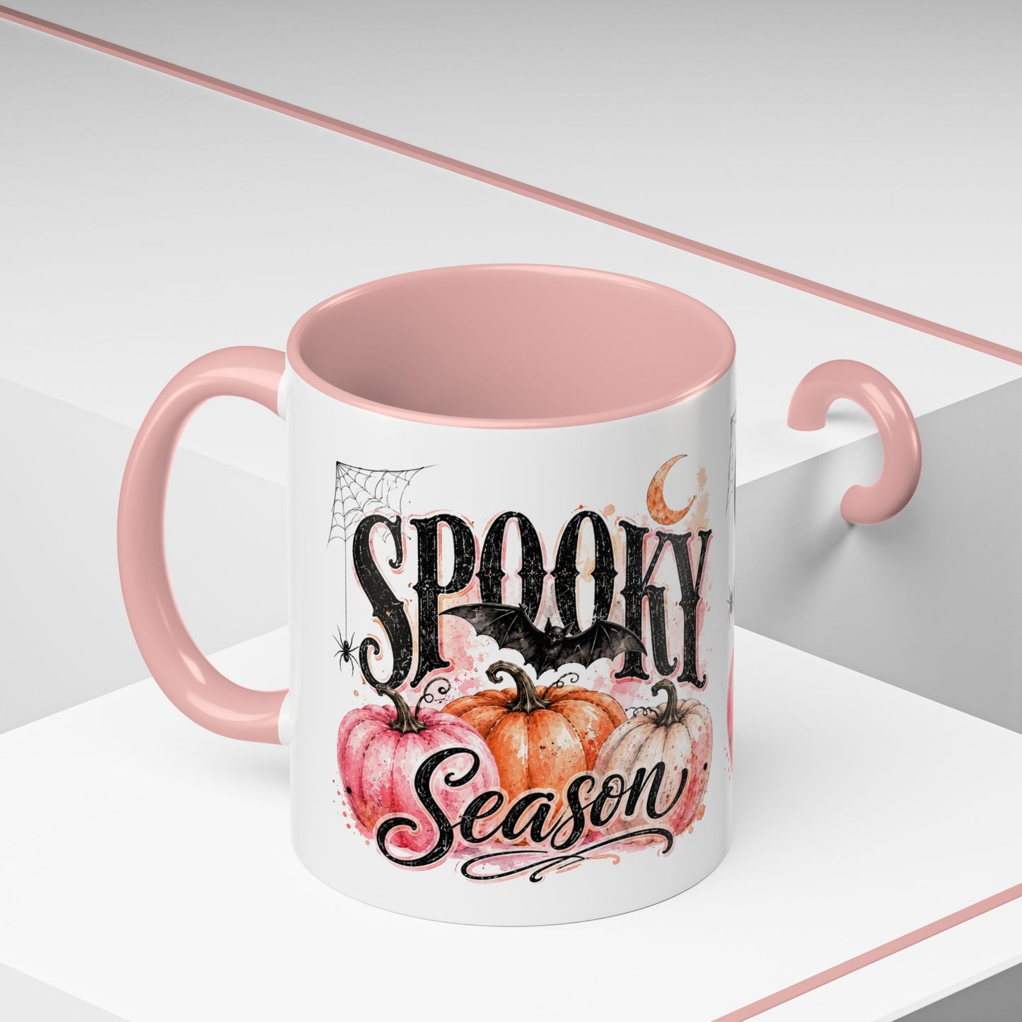 Spooky Season Accent Coffee Mug — Halloween Pumpkin & Moon Design (11/15oz)