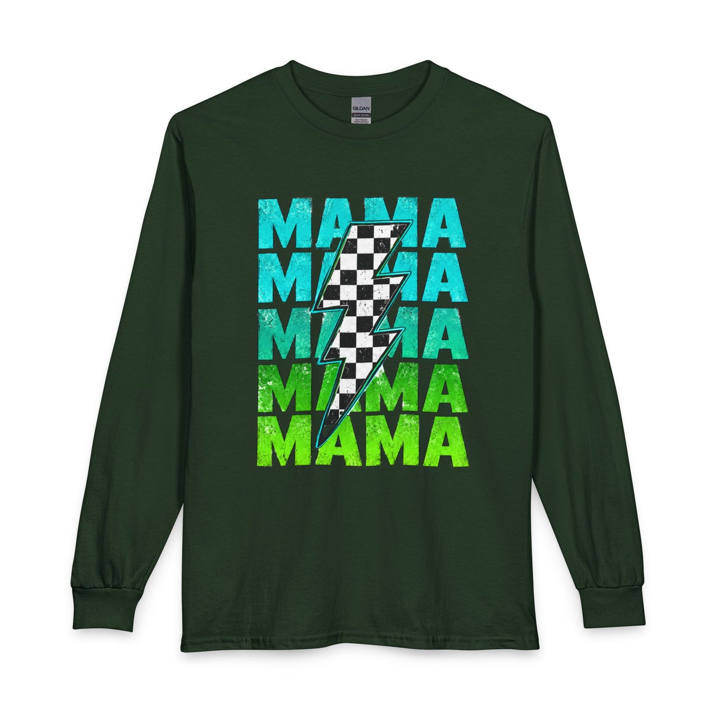 Mama Checkered Lightning Bolt Graphic T-Shirt | Game Day Sports Mom Tee