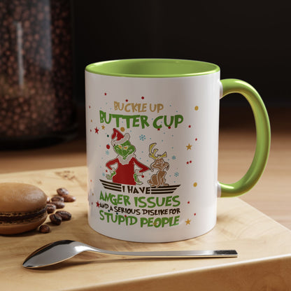 Funny Grinch Christmas Coffee Mug – "I Have Anger Issues" Holiday Accent Mug
