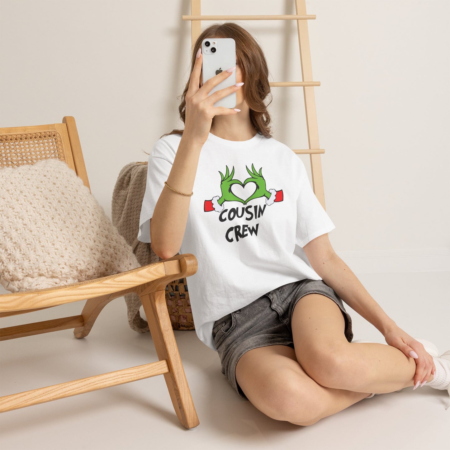 Cousin Crew T-Shirt — Fun Grinch Hands Heart Family Tee
