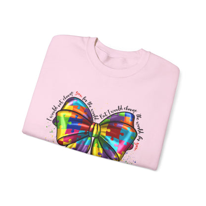 Rainbow Puzzle Bow Sweatshirt — Autism Awareness Crewneck