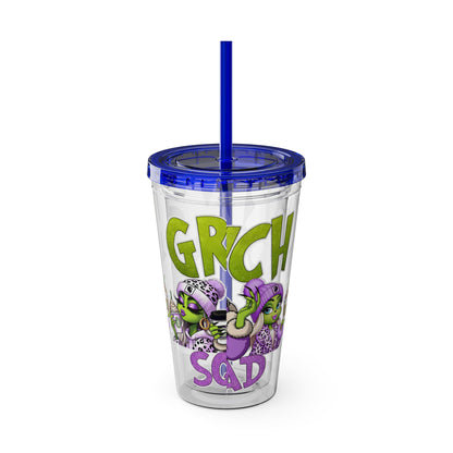 Grinch Squad 16oz Tumbler with Straw — Holiday Party Drink Cup
