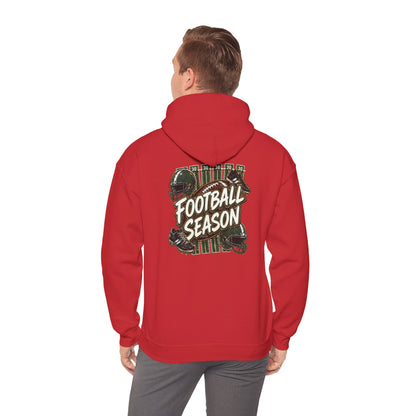 Football Season Hoodie — Vintage Helmets & Plaid Back Graphic