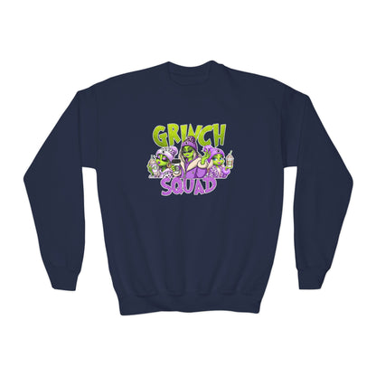Grinch Squad Youth Crewneck Sweatshirt — Kids Funny Holiday Pullover