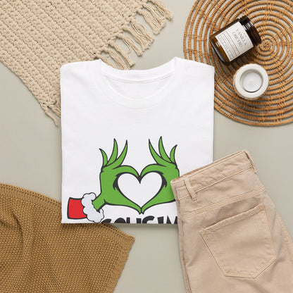 Cousin Crew T-Shirt — Fun Grinch Hands Heart Family Tee