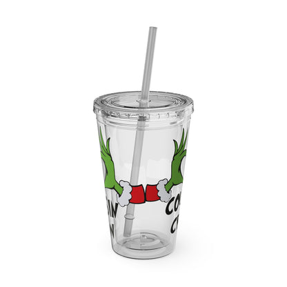 Tumbler — Cousin Crew Holiday Grinch Hands 16oz Straw Cup