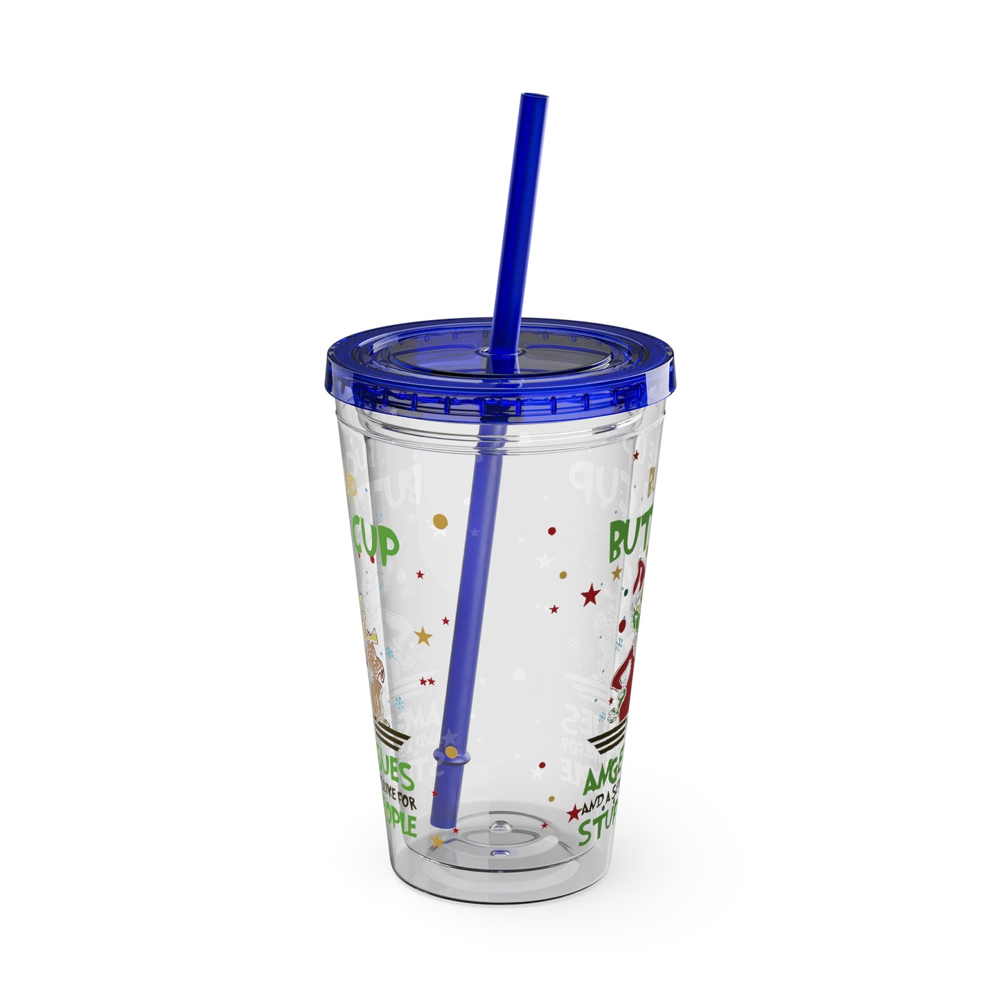 16oz Tumbler with Straw — 'Buckle Up Buttercup' Grinch Holiday Travel Cup