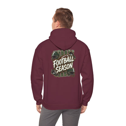 Football Season Hoodie — Vintage Helmets & Plaid Back Graphic