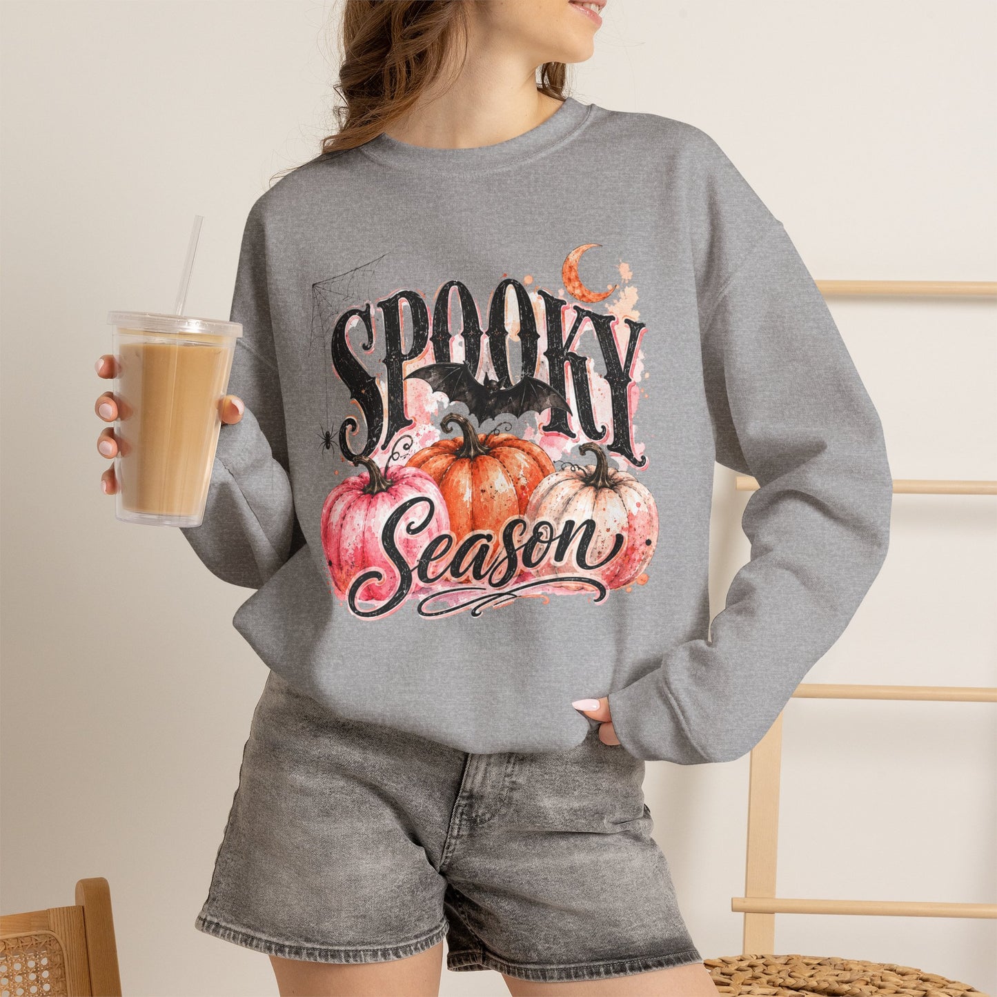"Spooky Season" Pumpkin Halloween Graphic Crewneck Sweatshirt