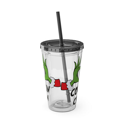 Tumbler — Cousin Crew Holiday Grinch Hands 16oz Straw Cup