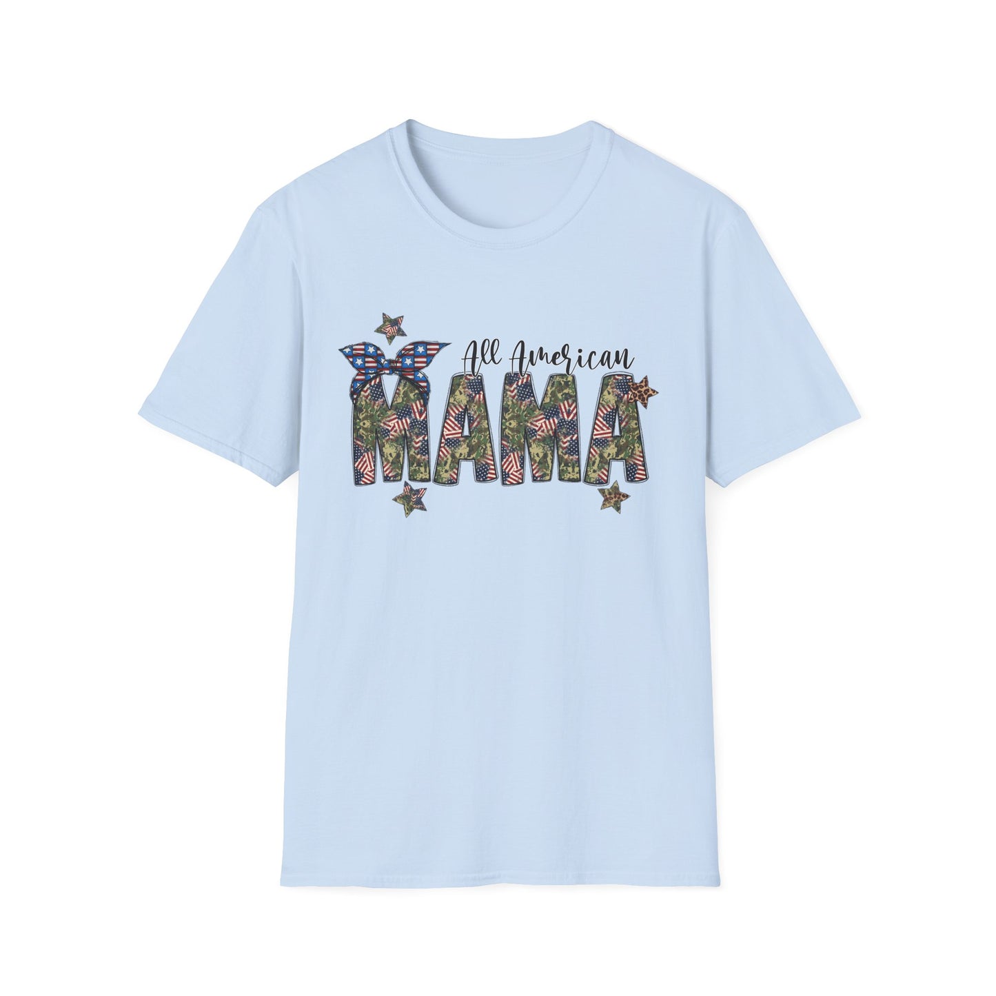 All American Mama T-Shirt — Patriotic Floral USA Mom Tee