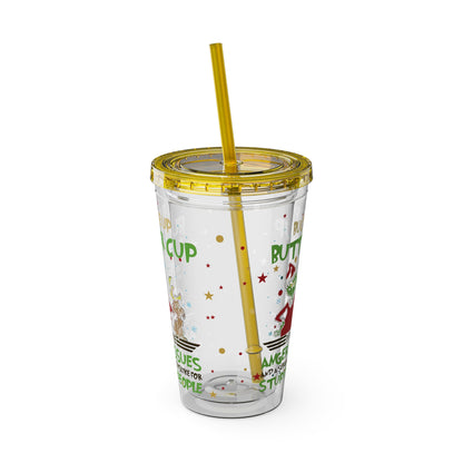 16oz Tumbler with Straw — 'Buckle Up Buttercup' Grinch Holiday Travel Cup
